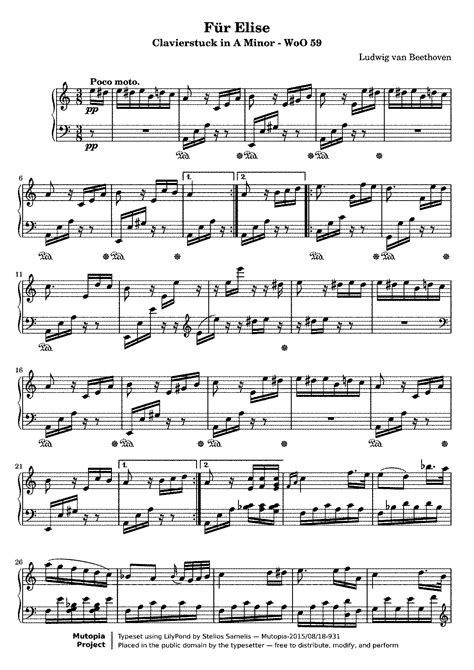 Besides the ability to print the sheet music from the pdf file, this. Fur Elise WoO59.pdf | salet | Pinterest | Music library, Sheet music and Public domain