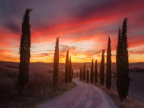 Tuscany Sunset Tapet Fototapet Happywall