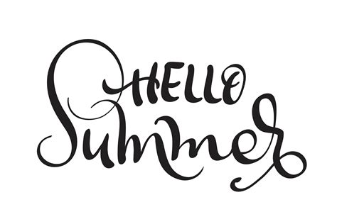 Hello Summer Text Isolated On White Background Calligraphy And