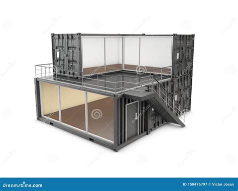 3d Illustration Of Converted Old Shipping Container Into Office