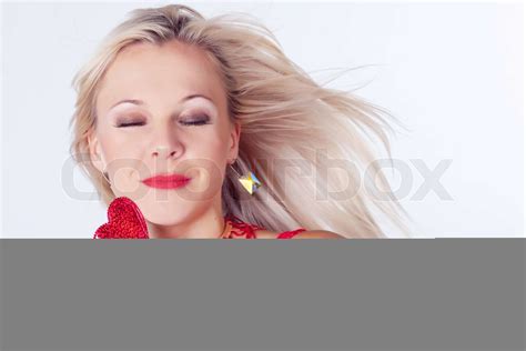 Lady In Red Stock Image Colourbox