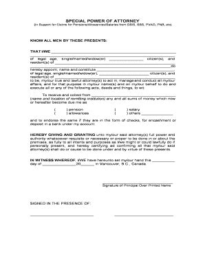 Special Power Of Attorney Fill And Sign Printable Template Online