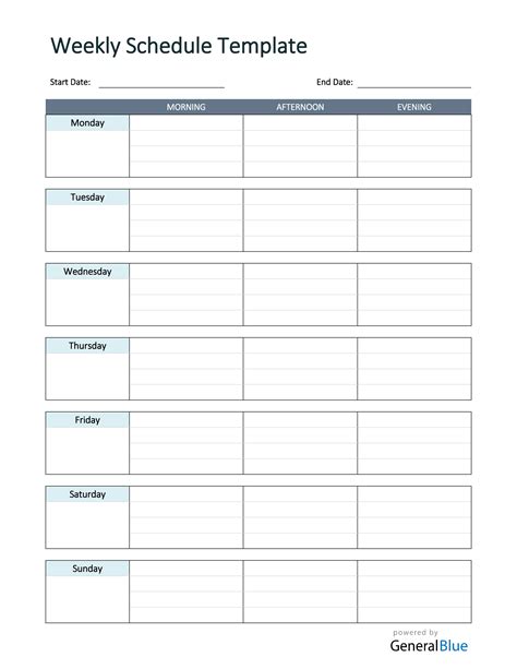 This Simple Weekly Schedule Template Can Help Record Your Plans Goals