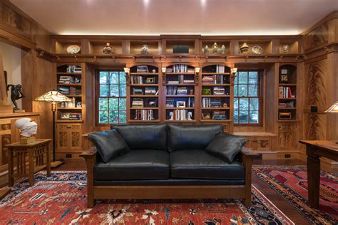 Mahogany Library Craftsman Home Office Boston By Kress Woodworking