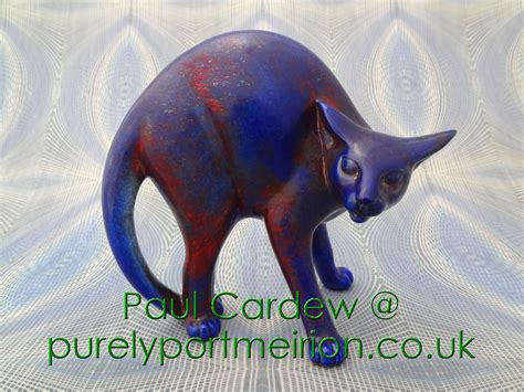 A Paul Cardew Design Collectable Cool Catz Scared Blue Raku Design