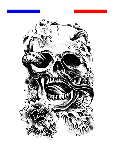 Les tête de mort peuvent être un sujet intéressant à dessiner. Tête de Mort Serpent Tatouage Temporaire | Mon Petit ...
