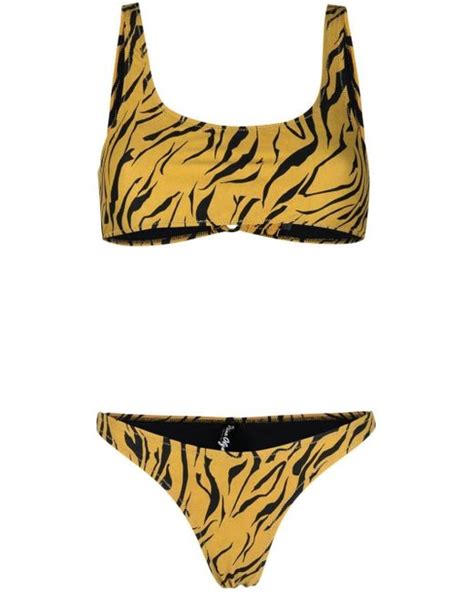 Reina Olga Synthetic Rocky Tiger Print Bikini In Yellow Lyst Canada
