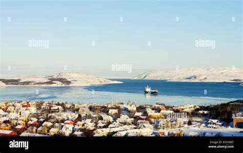Settlement On Bøkfjord Kirkenes Finnmark County Norway Stock Photo