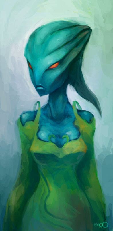 blue alien woman by zgul osr1113 alien art alien character queen drawing