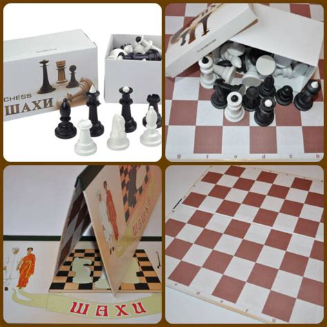 64 Squares Folding Cardboard Board And Chess Pieces Chess Men Game Set Ebay