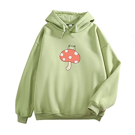 Keevici Women Cute Frog Sweatshirt Kawaii Mushroom Hoodie For Teen