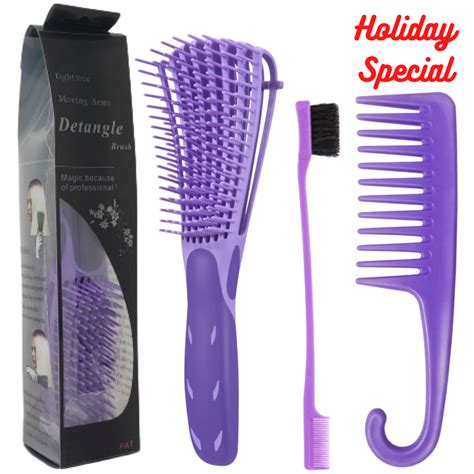 Large Purple Detangling Brush Great For Curly Hair Afro Textured Wet