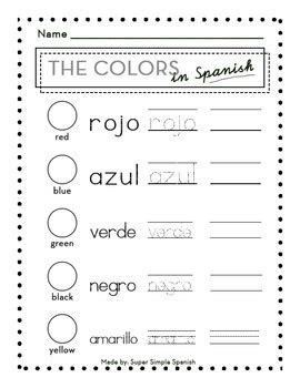 FREEBIE Easy Spanish Colors Printable Los Colores By Super Simple Spanish