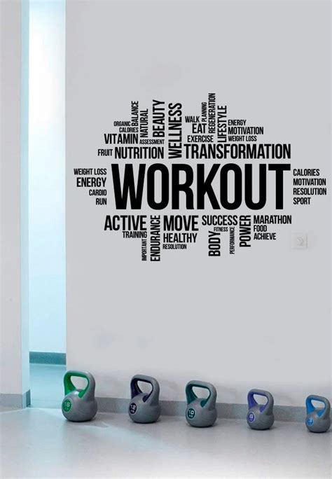 Workout Word Cloud Wall Sticker Crossfit Fitness Inspirational Etsy