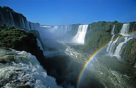 Argentina And Brazil Iguazú Falls Walking On The Footbridge And