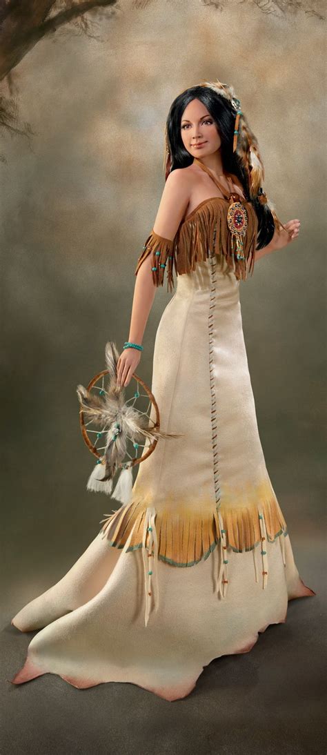 In native culture the native american wedding dresses are usually quite bright and colorful compared to a traditional white wedding dress used by many american brides. Handcrafted porcelain bride wears intricately tailored ...