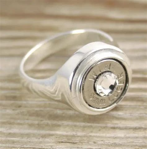 9mm Bullet Ring Sterling Silver Inlaid Bullet Designs Inc