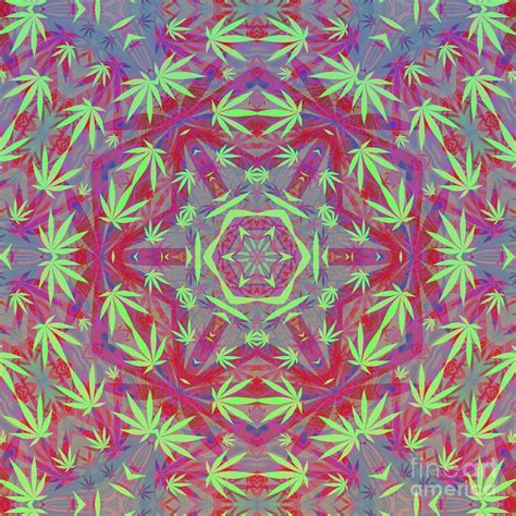 Psychedelic Cannabis Leaf Pattern Digital Art By Jonathan Welch Fine
