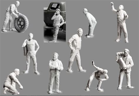 172 Resin Civilian Worker Driver 10 Figures Unassembled Unpainted