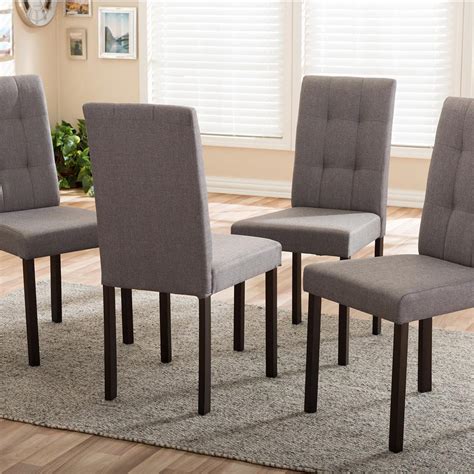 Baxton Studio Andrew 9 Grids Gray Fabric Upholstered Dining Chairs Set