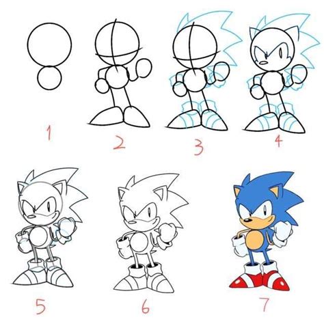 Step By Step Drawing Of Classic Sonic Tyson Hesse Style In 2020 How