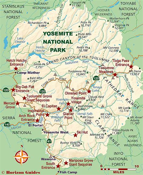 √ Yosemite National Park Tourist Map