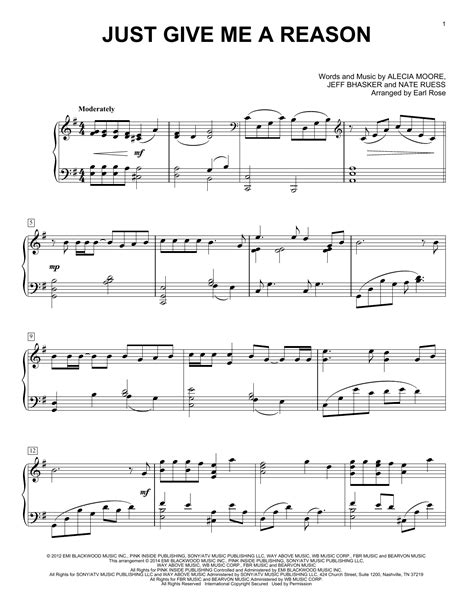 chorus g just give me a reason. Just Give Me A Reason (feat. Nate Ruess) sheet music by ...