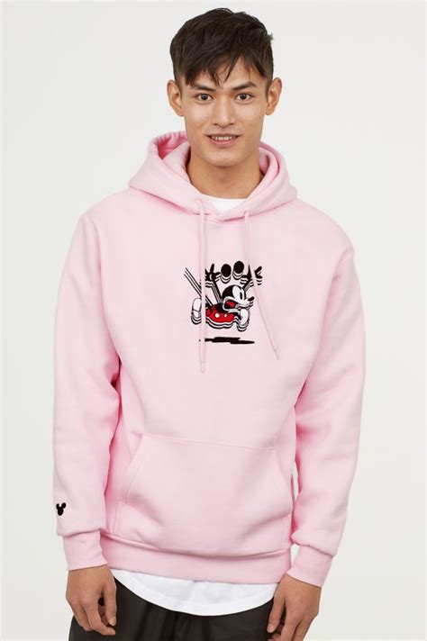 Printed Hooded Top Pinkmickey Mouse Men Handm Gb Pink Oversized