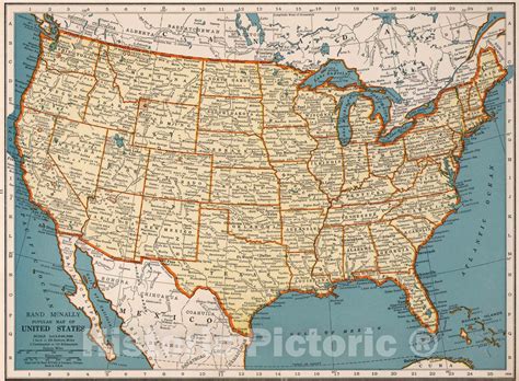 Historic Map 1939 Rand Mcnally Popular Map Of The United States Vi