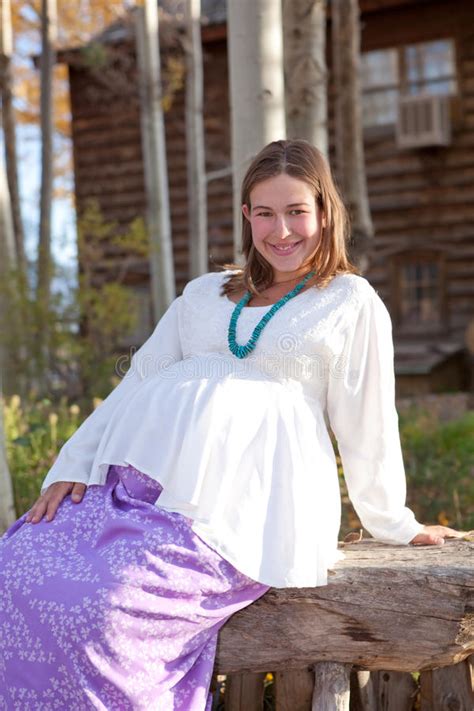 Beautiful Pregnant Native American Woman Stock Image Image Of