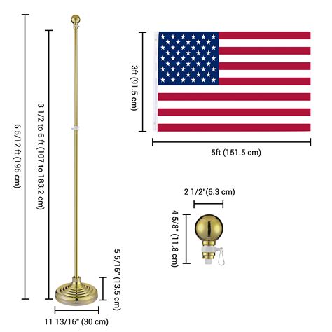 68 Ft Telescoping Flag Pole Kit Gold Balleagle Topper Base For 3x5 Ft