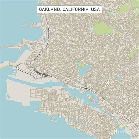 Oakland California Us City Street Map Digital Art By Frank Ramspott
