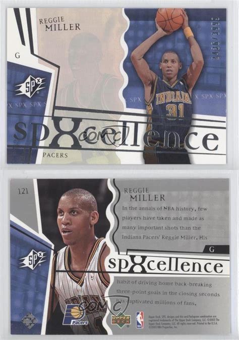 Gift cards grocery & gourmet food handmade health, household & baby care home & business services home & kitchen industrial & scientific just for prime kindle store luggage additional product data. 2003-04 SPx #121 Reggie Miller Indiana Pacers Basketball Card | eBay