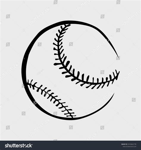 Doodle Baseball Icon On White Background Stock Vector (Royalty Free