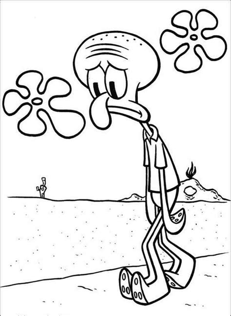 Squidward Sad Face Coloring Page NetArt Detailed Coloring Pages Cool