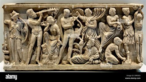 Sarcophagus Musical Contest Between Apollo And The Satyr Marsyas Cose