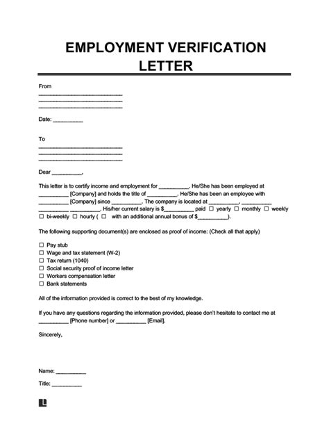 Free Employment Income Verification Letter Pdf And Word