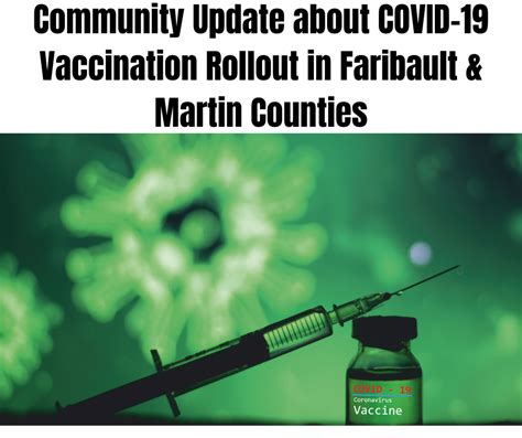 Here are a few things that we have done, which may or may not be helpful to you depending on ages of your kids, your work situation, your living arrangements, etc. Update on Local COVID-19 Vaccination Efforts Efforts are underway in Faribault & Martin Counties ...