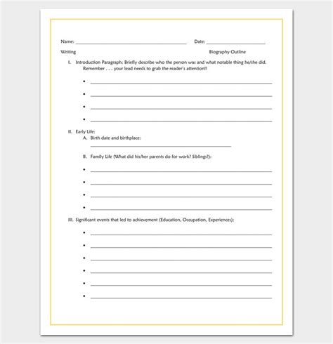 Biography Outline For 5th Grade Biography Book Report Template Book