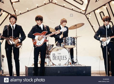 The Beatles Pop Group Performing On Stage At A Television Studio Stock