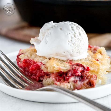The Best Strawberry Rhubarb Cobbler Baked In A Skillet