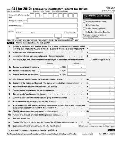 2012 Form Irs 941 Fill Online Printable Fillable Blank Pdffiller