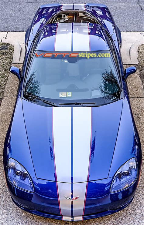 C6 Corvette Full Length Dual Racing 3 Stripe Fit All C6s