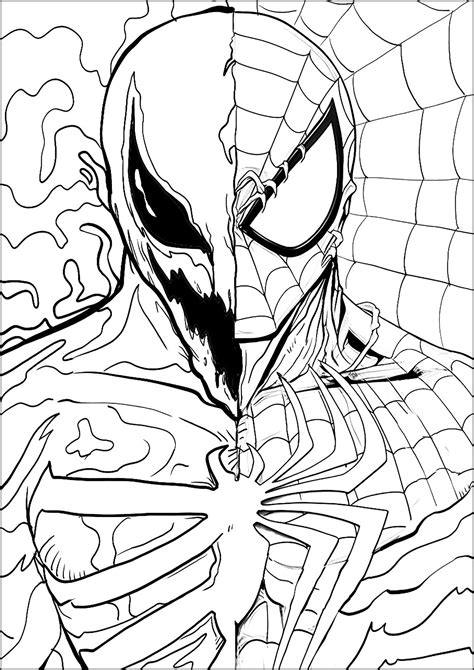 Drawing featuring Venom and Spider-Man - Books Adult Coloring Pages