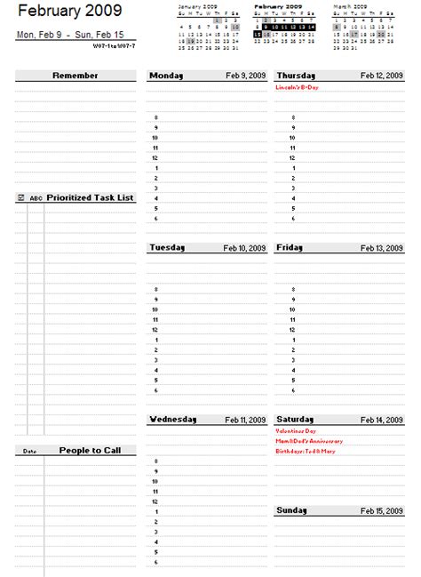 Basic Weekly Planner Excel Template Savvy Spreadsheets Weekly Planner