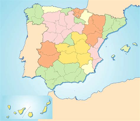 Mapa Mudo De España En Color