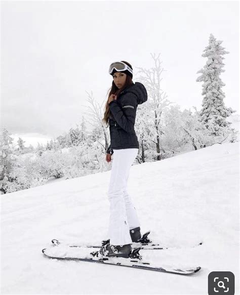 White And Black Skiing Outfit Ski Trip Outfit Snow Skiing