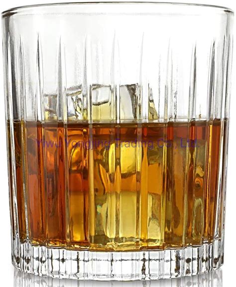 Vertical Stripe Old Fashioned Whiskey Glasses Cocktail Glasses For Drinking Bourbon Scotch