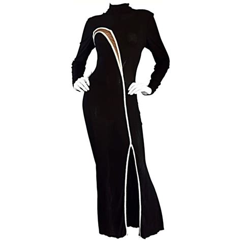 Sexy Vintage Bob Mackie Black Silk Jersey Nude Illusion Beaded Dress Gown At 1stdibs