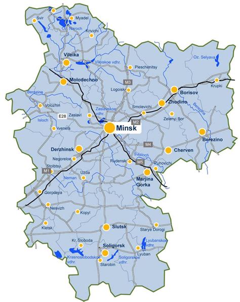 Mapa bielorrusia, mapa de estados bielorrusia. Minsk, Bielorrusia mapa - mapa de Minsk, Bielorrusia (este ...